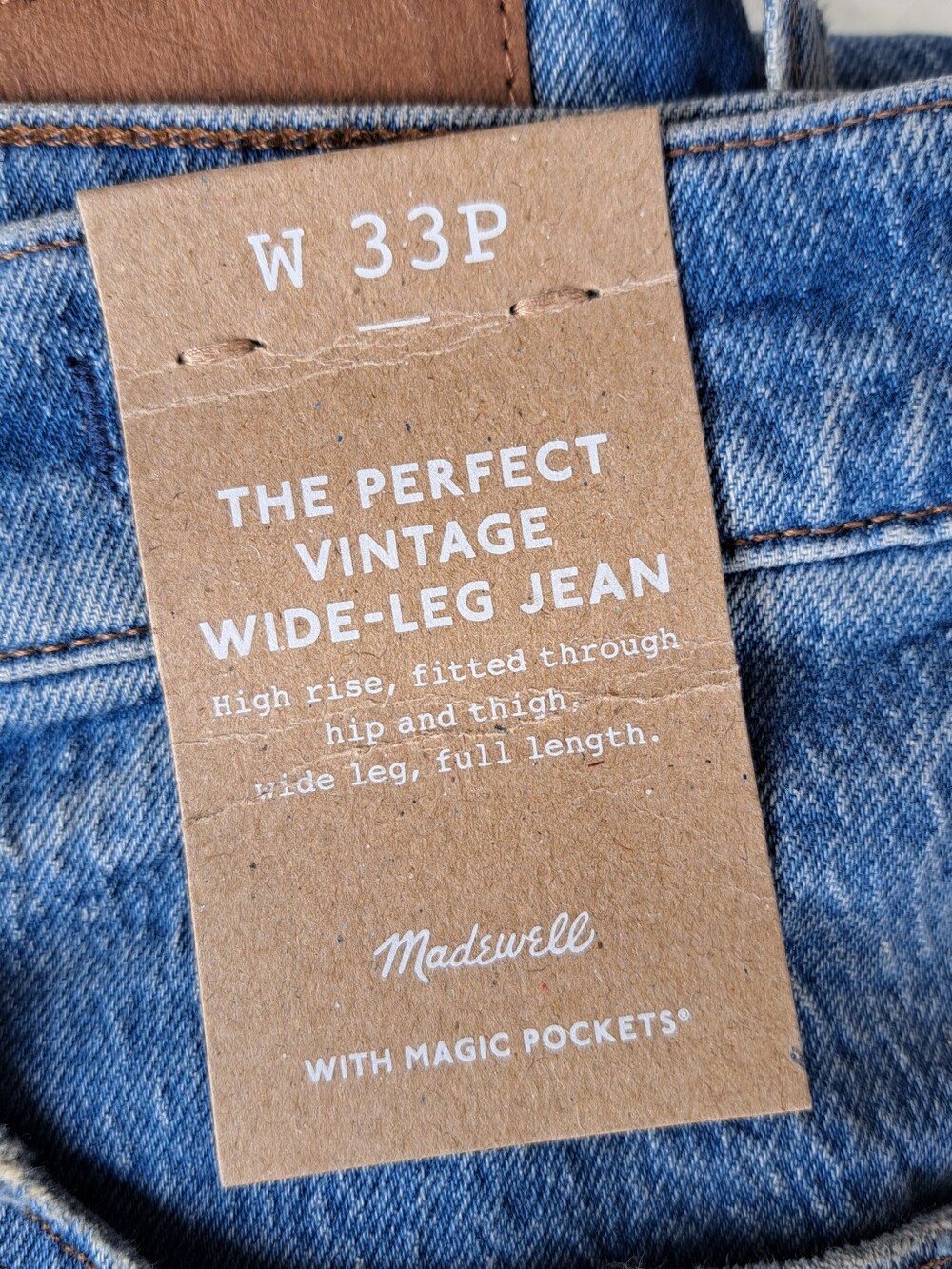 Madewell The Perfect Vintage Wide-Leg Jeans in Blue Denim 33P